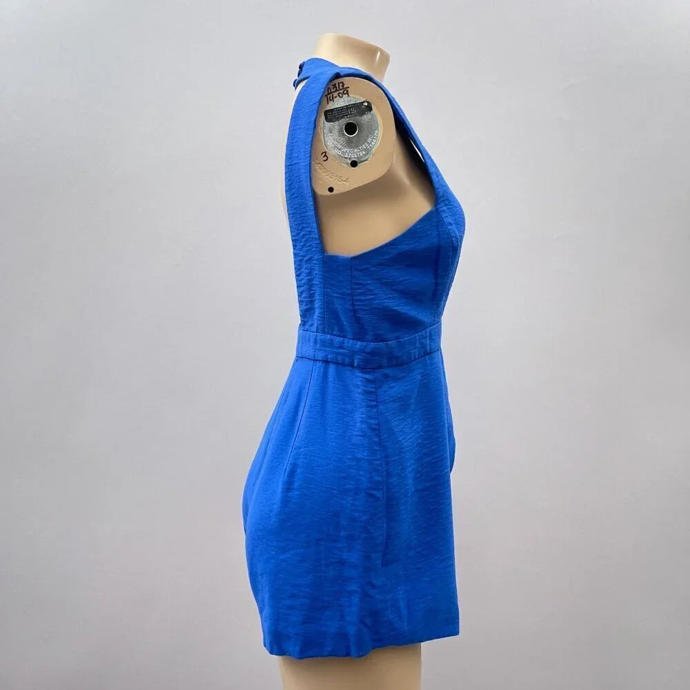 Finders Keepers Blue Deep V-Neck‎ Romper Backless Cutout Wrap Skort M